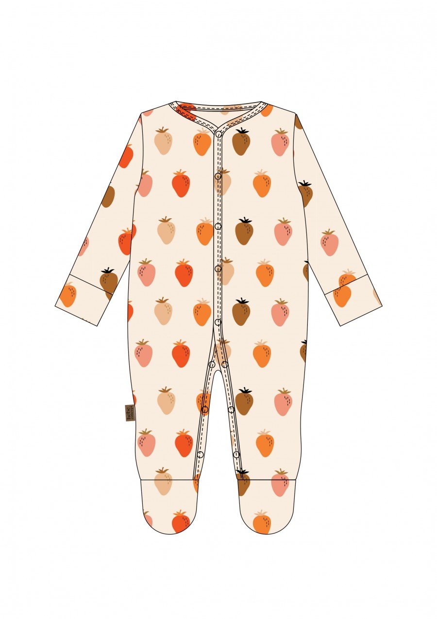 Baby long romper with a strawberry allover print AY24056