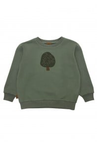 Kids sweater green with a tree print