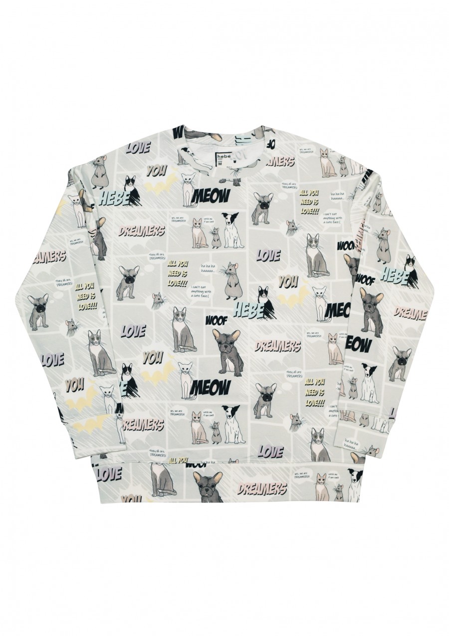 Sweater with comic print for adults SS19213