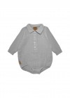 Muslin romper with a collar and buttons grey 0118_F25205