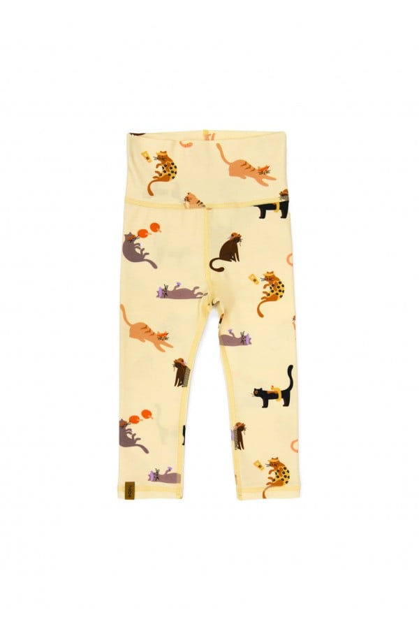 Leggings with high waist yellow and cats print SS24060