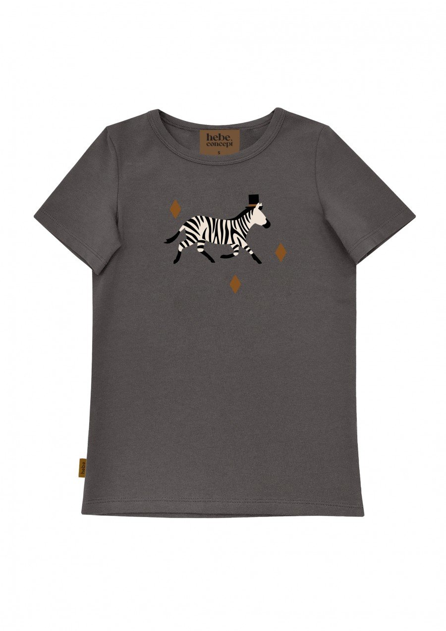 Top dark grey with zebra print for female FW23210