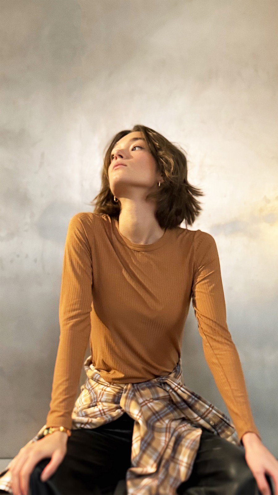 Lazy Monday slim fit top golden brown 0233_LM050