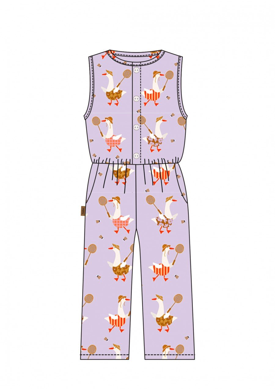 Jumpsuit violet with goose print SS24138