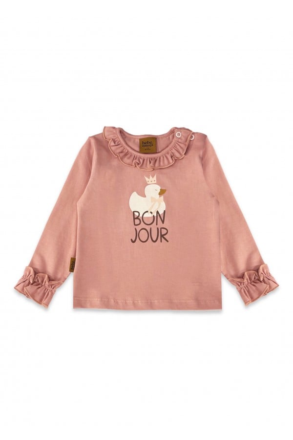 Top with Duck Queen placment print and snap buttons on the neck pink 0329_F25118
