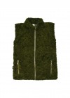 Warm faux fur outer vest dark green FW21455