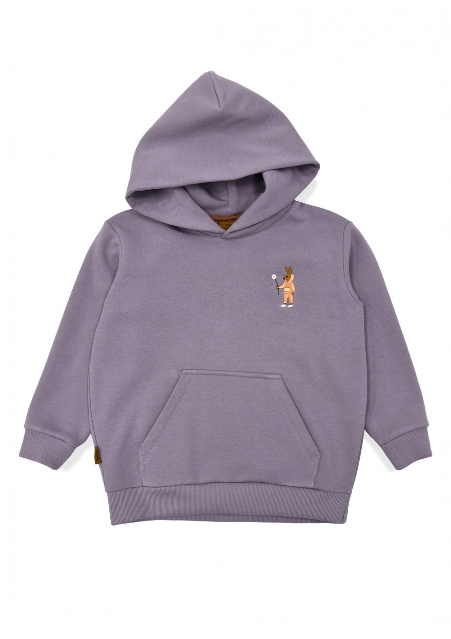 Hoodie violet with embroidery warm SS24315