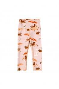 Leggings with high waist pink with dog and umbrella print
