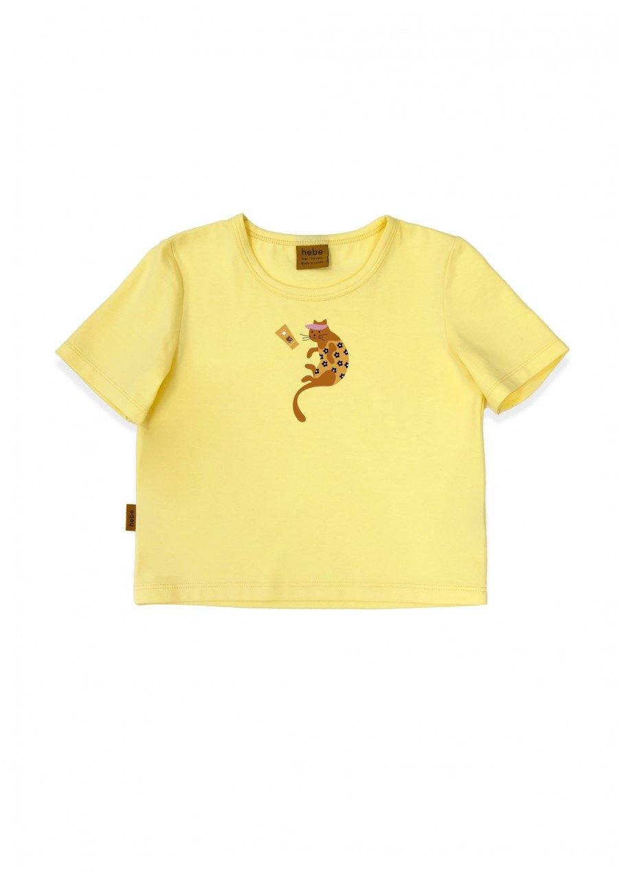 Crop top yellow with cat SS24098L