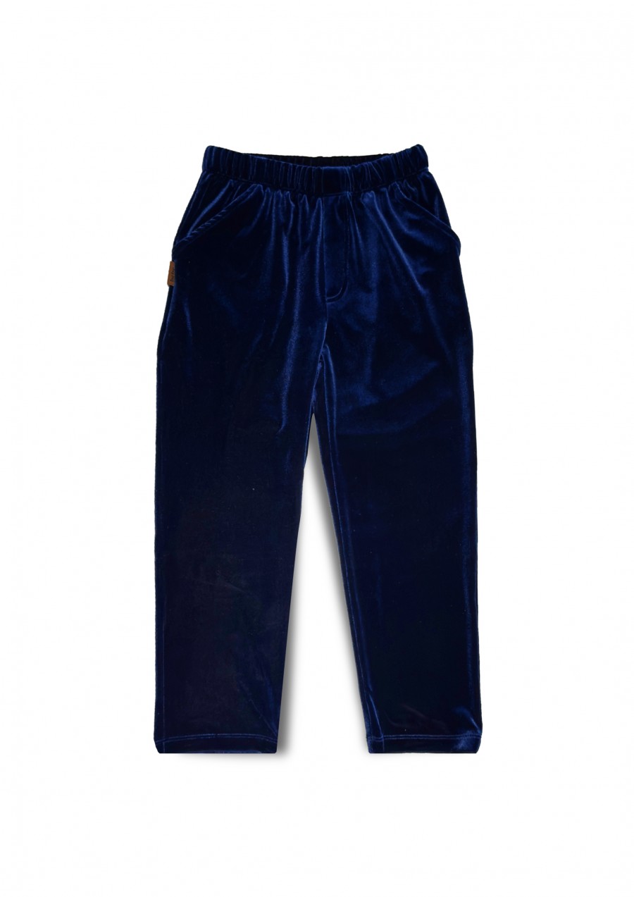 Pants navy blue velvet with pockets 0113_F25215