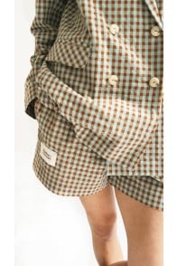 Shorts mint and brown checkers for female
