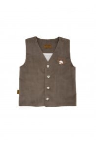 Vest taupe corduroy with planet embroidery