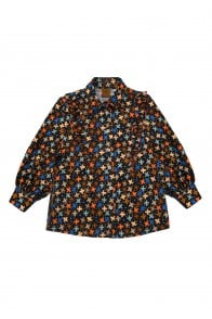 Blouse with navy flowers