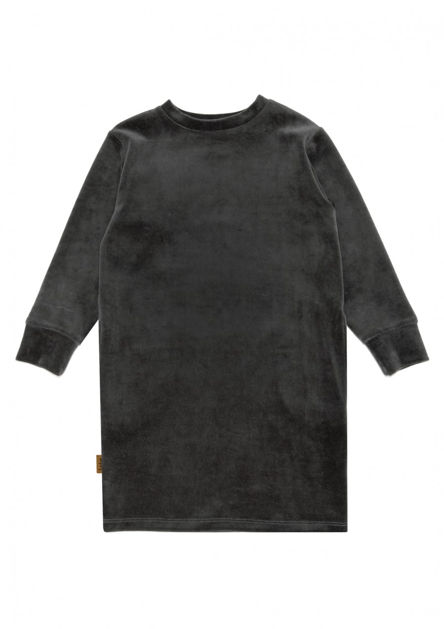 Sweatshirt dress dark grey velvet FW23225L