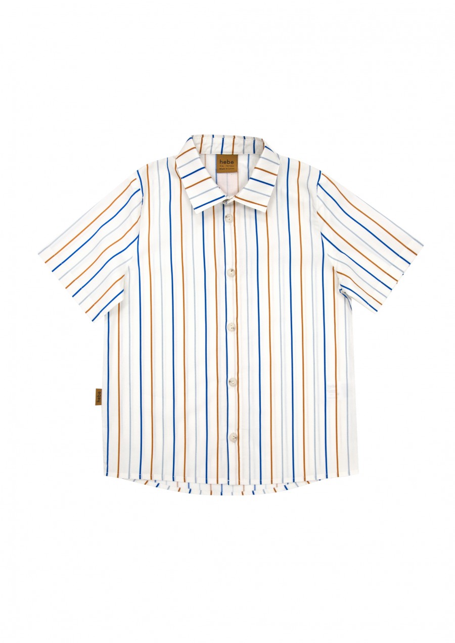 Shirt cotton off-white with blue stripes print SS24293