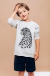 Warm sweater light grey with leopard SS20187