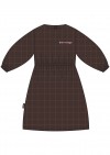 Dress brown checkered with embroidrey bon voyage FW21116
