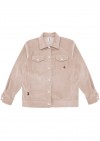 Jacket pink corduroy with embroidery on pocket for female FW22129