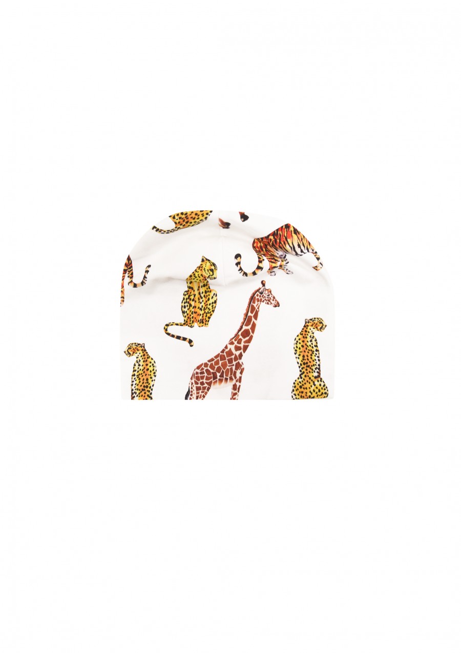 Hat beige with wild animals print KLA22010
