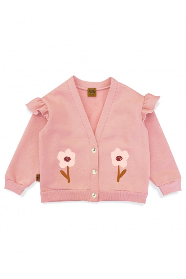 Jacket pink with flower placment print 0064_F25123