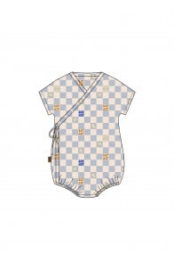 Wrap body with blue checkers allover print