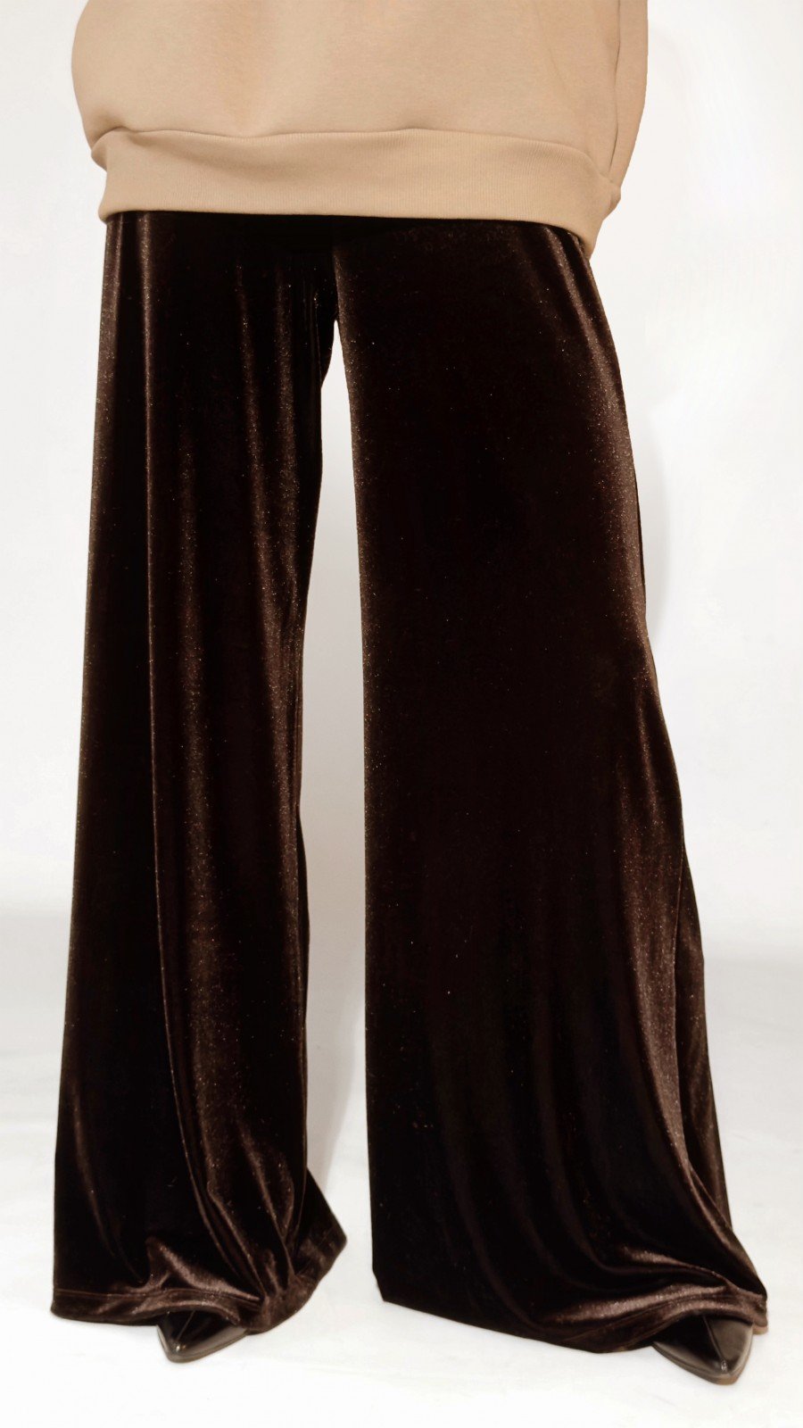 Dark brown velvet pants, long 0393_LM018