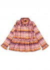 Blouse flannel with a collar and ruffles pink/peach checkers 0326_F25135