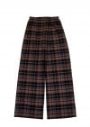 Wide pants brown checkered flanel (tall) FW24229