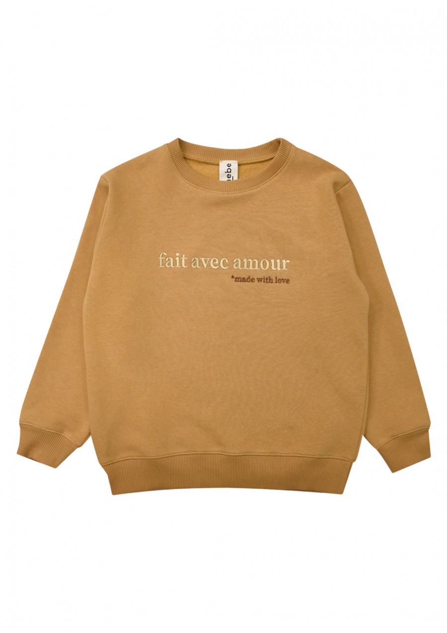 Warm sweater mustard with made with love embroidery FW21246L