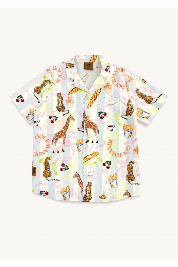 Shirt with allover giraffe print KLA24020