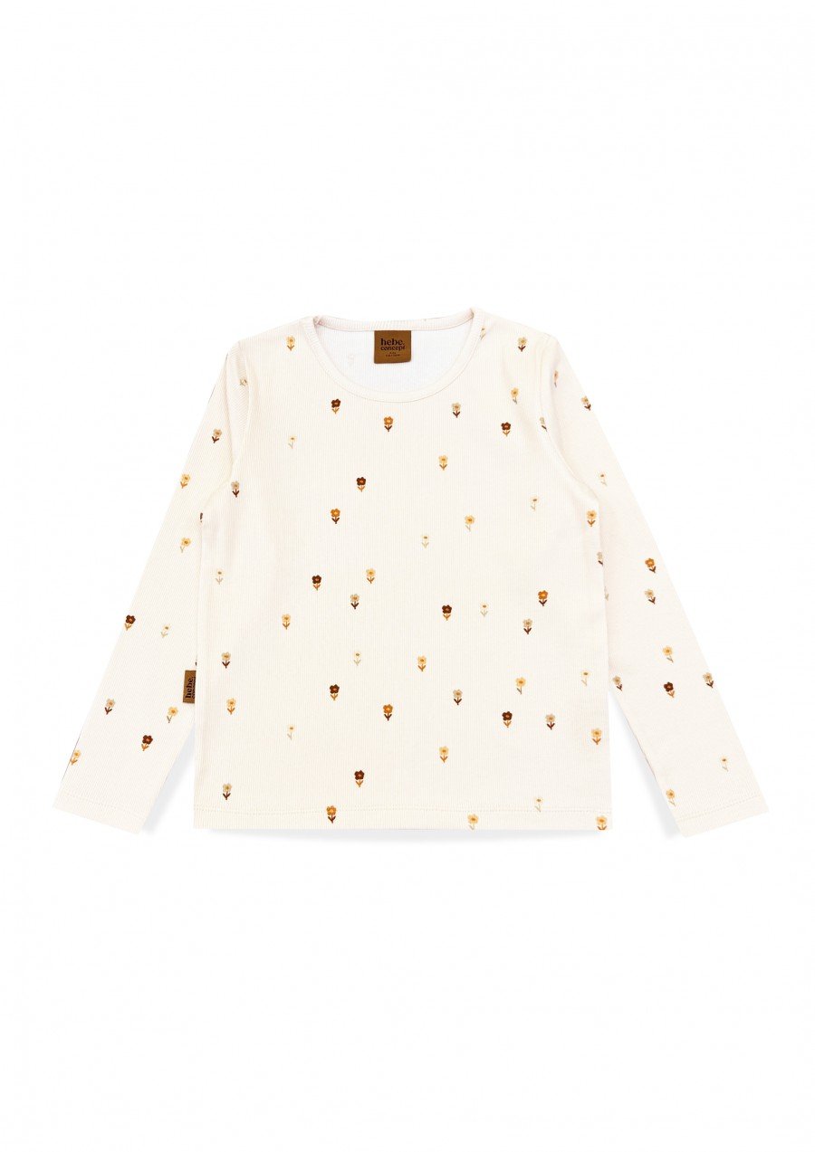 Rib top with all-over small flowers print and snap buttons on the neck 0107_F25145