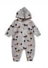 Romper with hood and a zipper in front with all-over dog print 0146_F25198