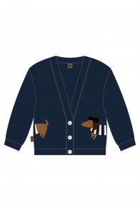 Jacket with dog placment print navy blue