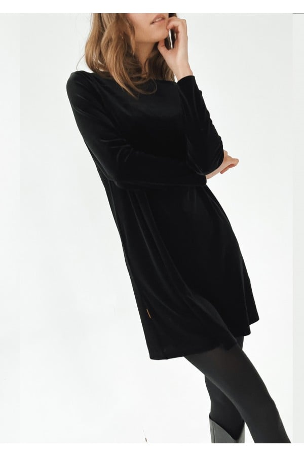 Little black festive dress velvet, women FW24204