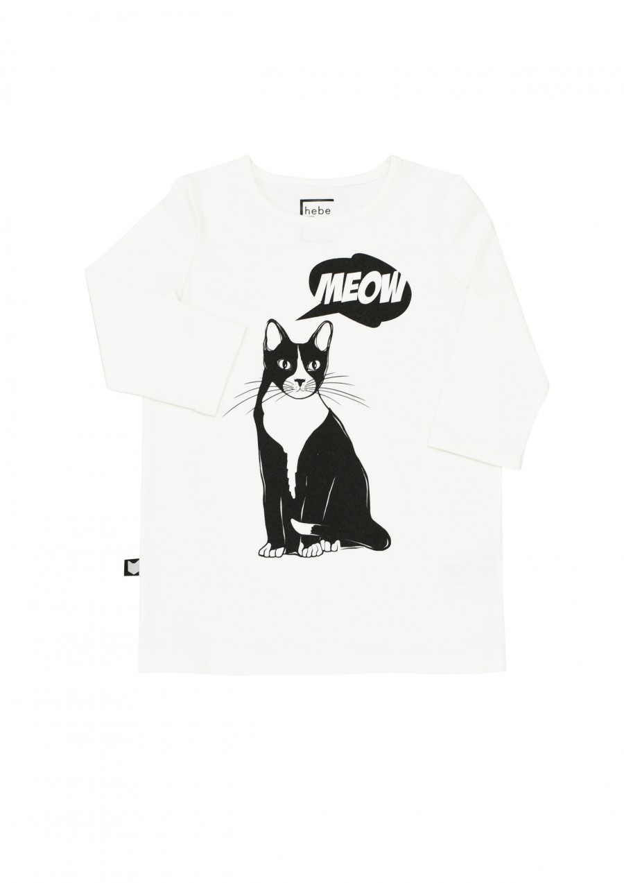 Top white with cat SS19090