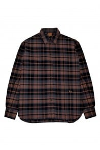 Shirt brown checkered flanel with embroidery, women