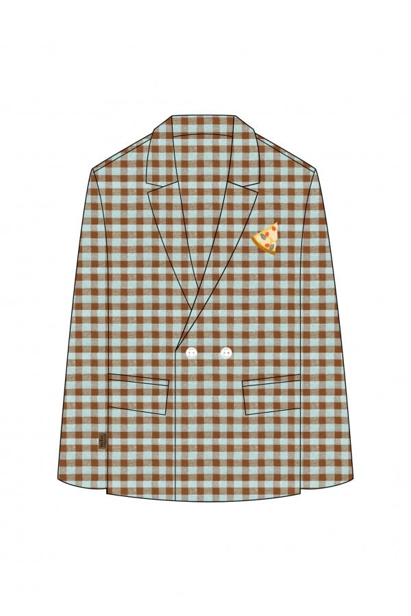 Jacket with embroidery mint and brown checkers 0099_S25137