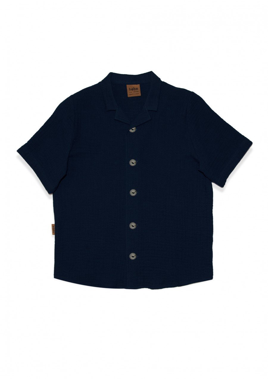Shirt dark blue muslin SS24232