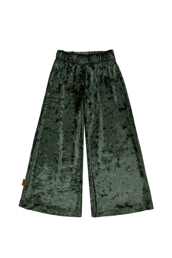 Pants wide festive green velvet FW24146