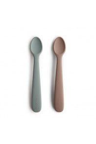 Mushie Silicone Feeding Spoons 2-Pack- Stone/Cloudy