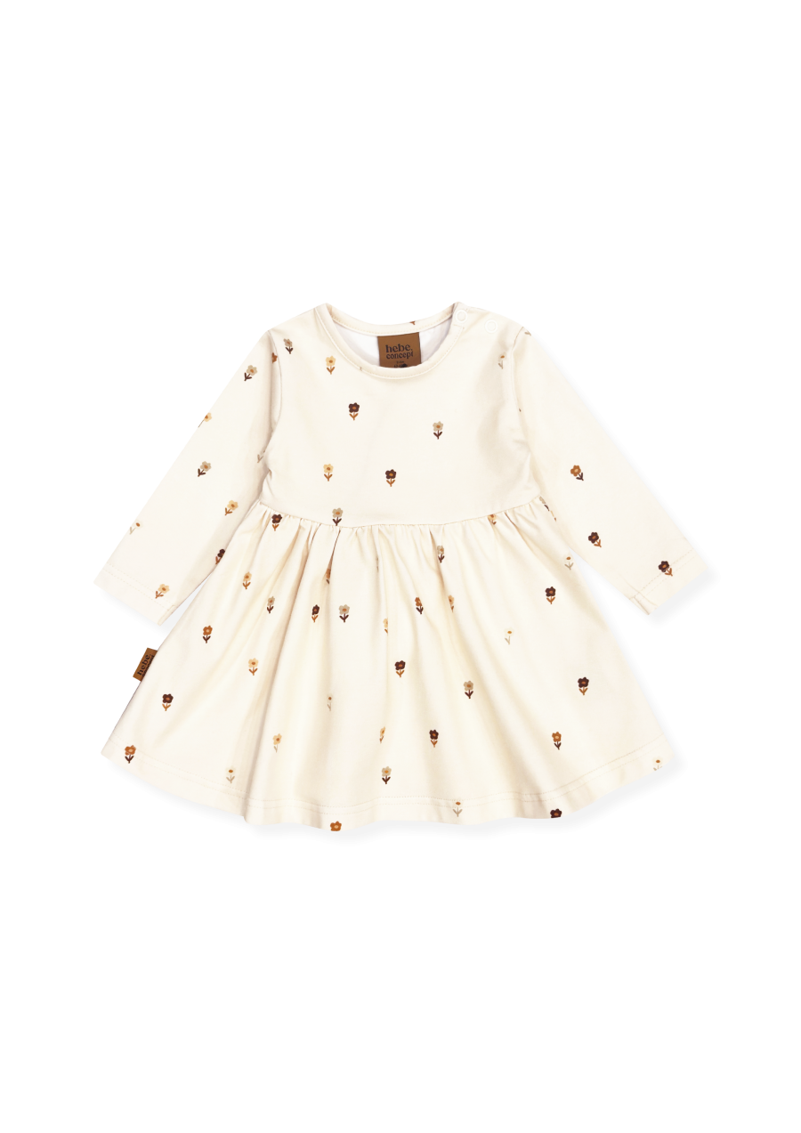 Dress with small flower all-over print and snap buttons on shoulder 0313_F25332