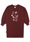 Sweater dress dark red with floral print for female FW21208