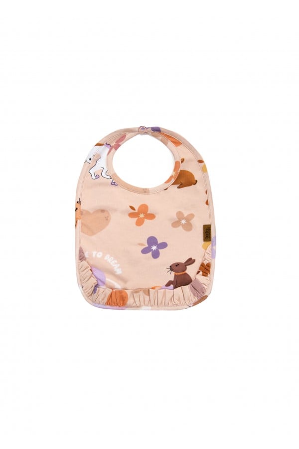 Bib with allover unicorn print and ruffle FW24109