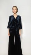 Dark navy velvet blouse 0402_LM052