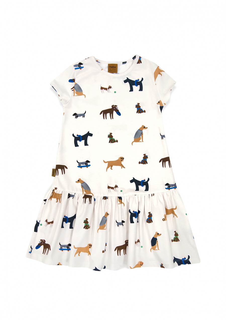 Dress off-white with dog print SS24226