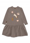 Dress taupe with unicorn print FW24257