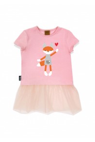 Top pink with tulle and Tuta's fox print