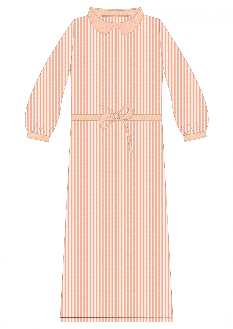 Dress coral stripes with buttons for female SS20157