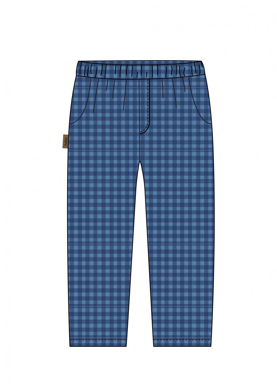 Pants cotton with blue check print SS24250L