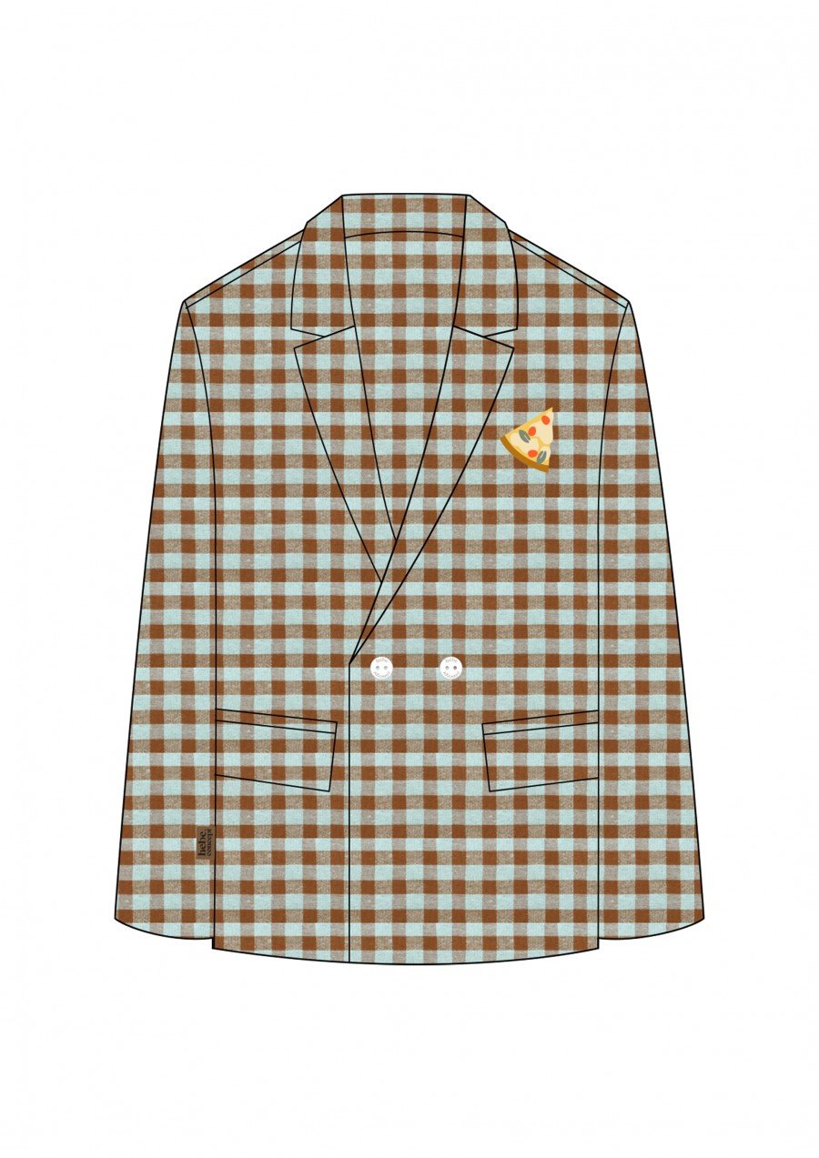 Jacket with embroidery mint and brown checkers 0099_S25137